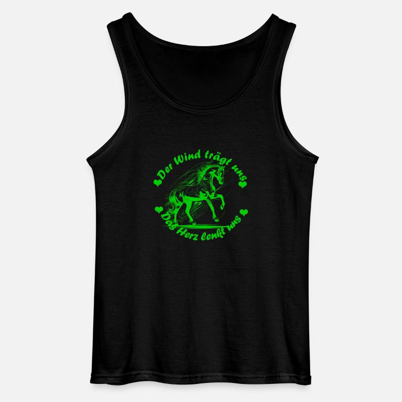 Pferd Herz Wind hell gruen - Gildan Männer Tank Top - Schwarz