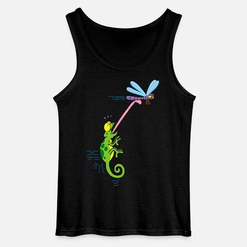 Chamäleon und Libellen - Gildan Männer Tank Top - Schwarz