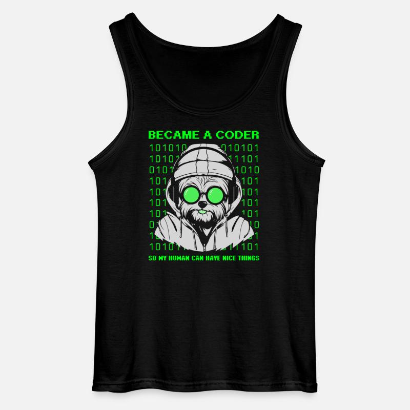 Became a Coder – Cyber Dog Binary - Gildan Männer Tank Top - Schwarz