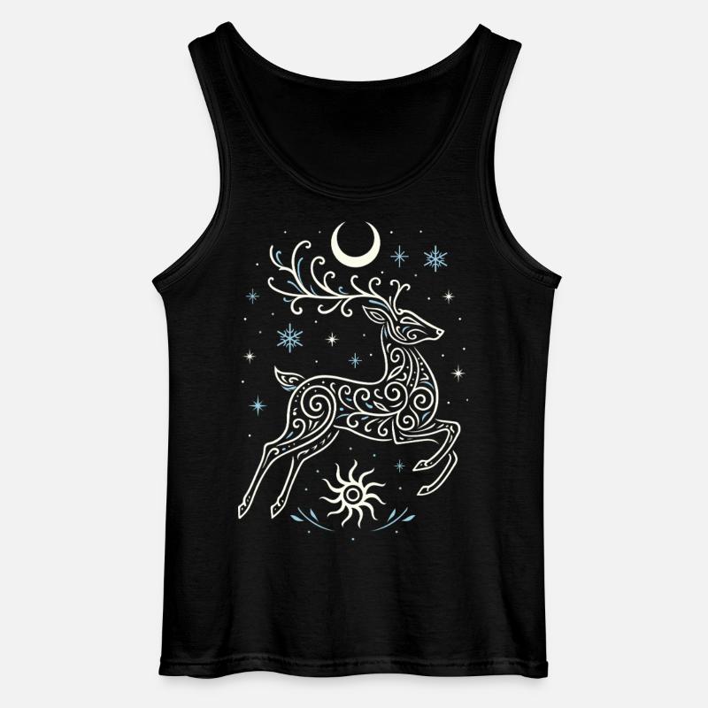 Springender Yule Hirsch mit Sonne & Mond - Gildan Männer Tank Top - Schwarz