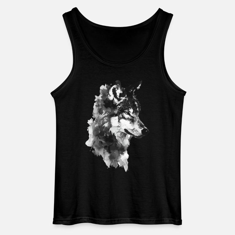 Wolf - Gildan Männer Tank Top - Schwarz