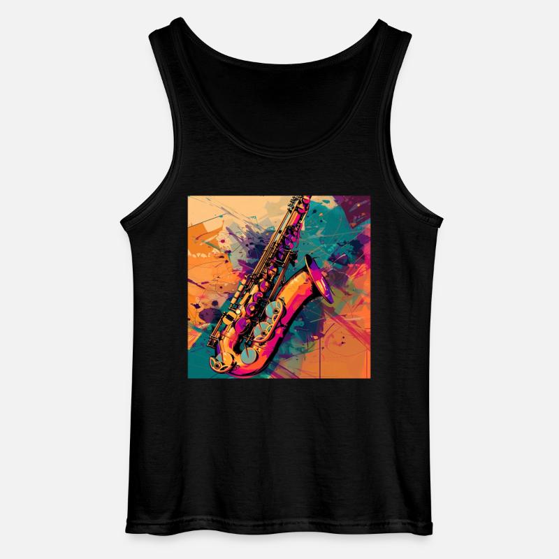 Saxophon - Gildan Männer Tank Top - Schwarz