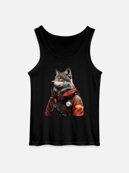 Wolf - Gildan Männer Tank Top - Schwarz