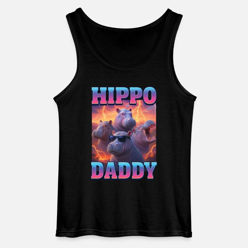 Nilpferd-Papa - Gildan Männer Tank Top - Schwarz