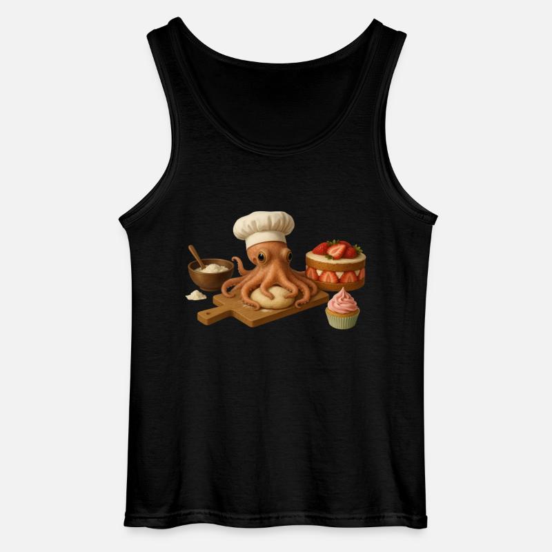 Octopus Baking Cake Bread - Gildan Men’s Tank Top - black
