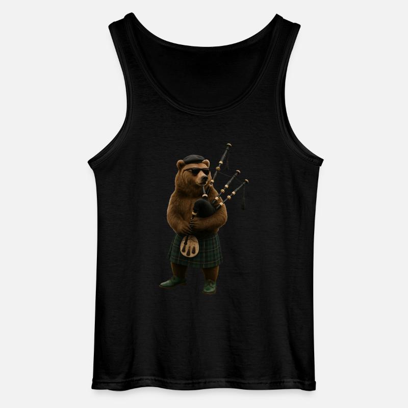 Bär Dudelsack - Gildan Männer Tank Top - Schwarz