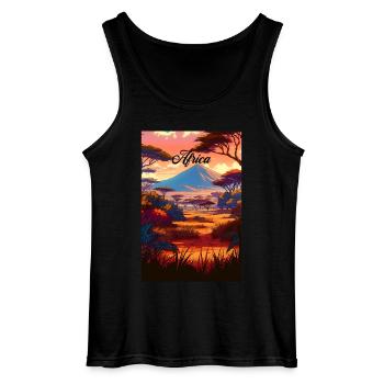Africa Safari Retro Poster Vintage Souvenir - Gildan Men’s Tank Top - black - Front - AI Model Male 185 dark (185cm)