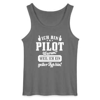 Ich bin Pilot weil ich ein geiler Typ bin - Gildan Männer Tank Top - Anthrazit - Vorne - AI Model Male 185 dark (185cm)