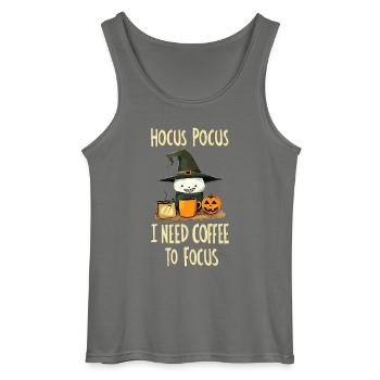 Hocus Pocus Kaffee Halloween Hexe Lustig - Gildan Männer Tank Top - Anthrazit - Vorne - AI Model Male 185 dark (185cm)