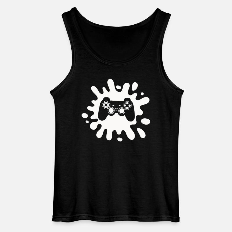 Zocker Splatter-Controller – Retro Gaming Kunst - Gildan Männer Tank Top - Schwarz