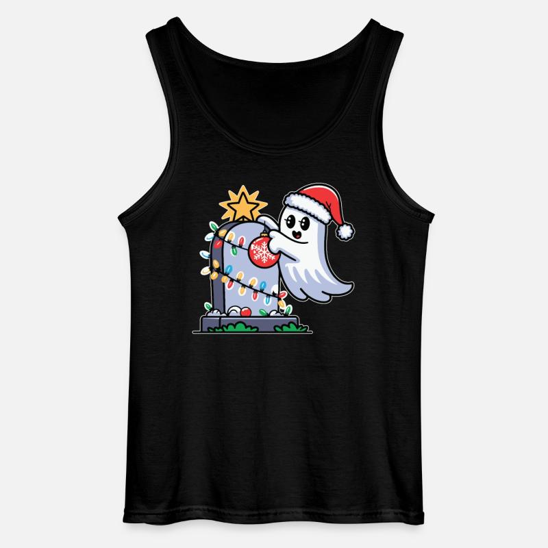 Christmas ghost with gravestone - Gildan Men’s Tank Top - black