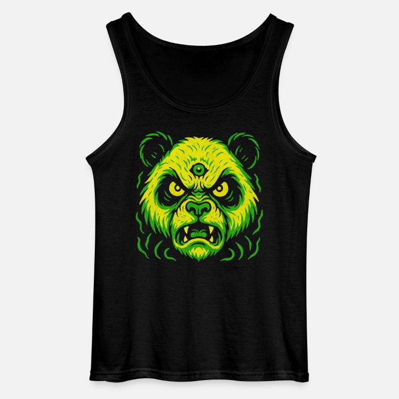 Dreiaugiger Neon-Panda mit Killerblick - Gildan Männer Tank Top - Schwarz