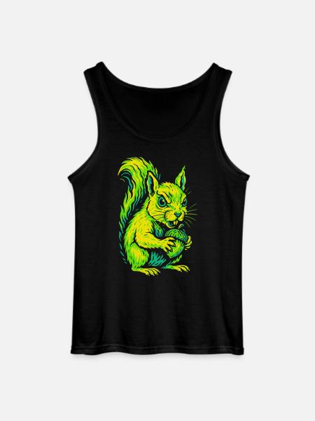 Angry Neon Squirrel with Nut - Gildan Men’s Tank Top - black