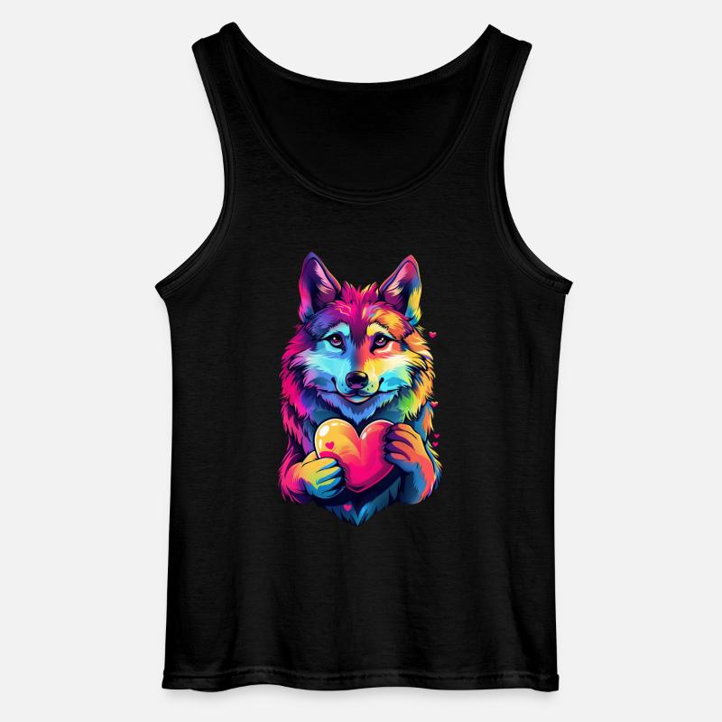 Wolf - Gildan Männer Tank Top - Schwarz