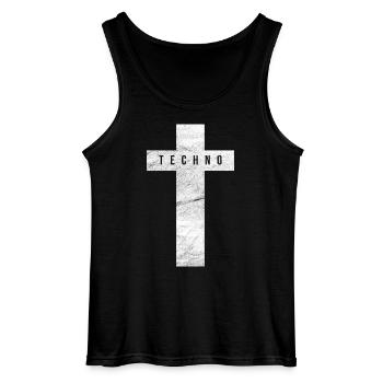 TECHNO KREUZ - Gildan Männer Tank Top - Schwarz - Vorne - AI Model Male 185 dark (185cm)