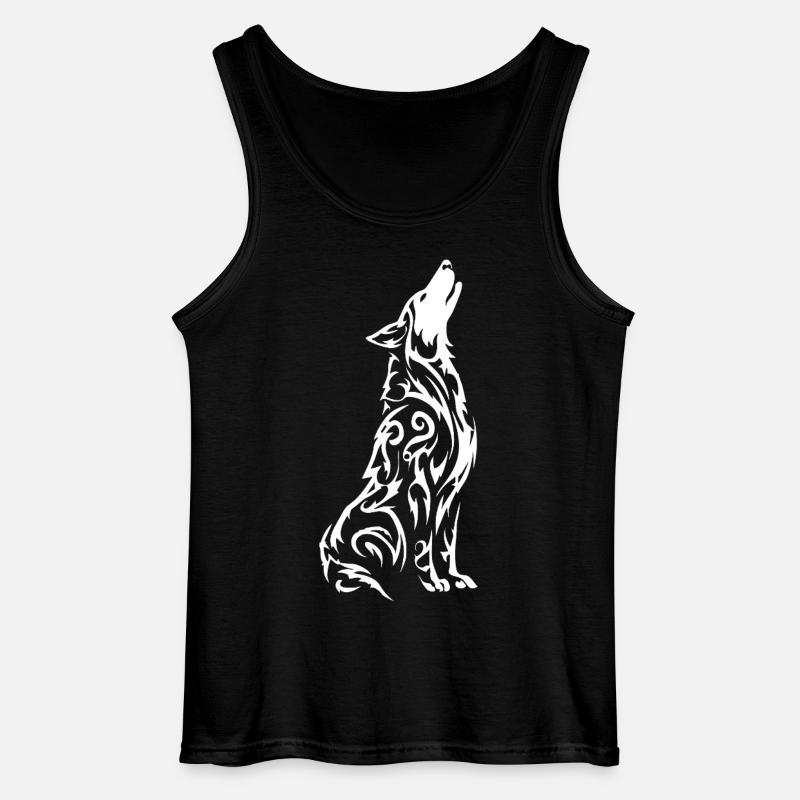 Wolfs Silhouette Tribal Muster - Gildan Männer Tank Top - Schwarz