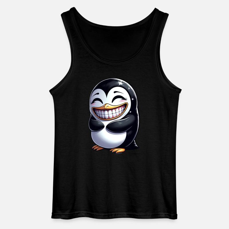 Pinguino carino che mostra i denti cartone animato che ride - Canotta da uomo Gildan - nero