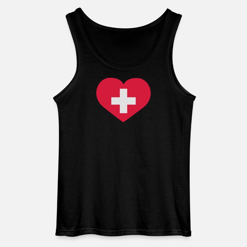 Schweiz Herz - Gildan Männer Tank Top - Schwarz