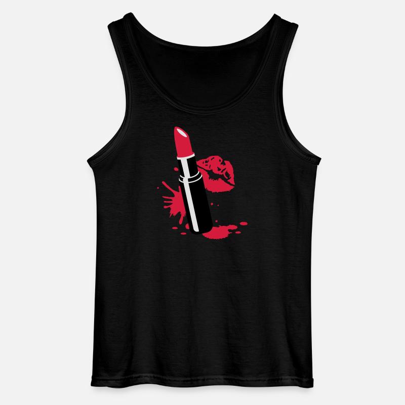 Lippenstift mit Kussmund - Gildan Männer Tank Top - Schwarz