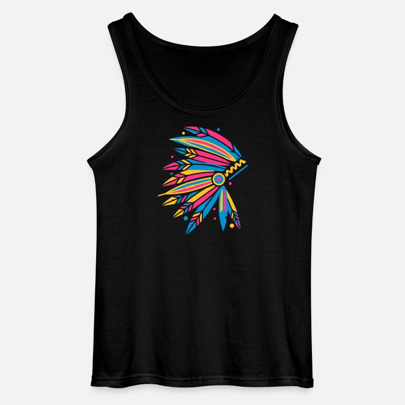 Kopfschmuck Häuptling - Gildan Männer Tank Top - Schwarz