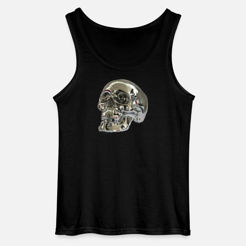 Silber Skull - Gildan Männer Tank Top - Schwarz
