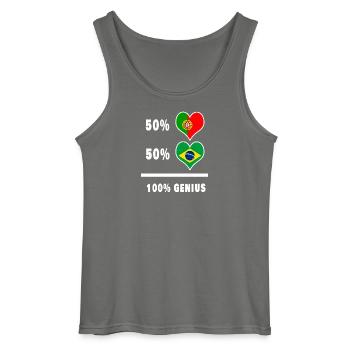Portugal and Brazil Ingenious / Gift - Gildan Men’s Tank Top - charcoal grey - Front - AI Model Male 185 dark (185cm)