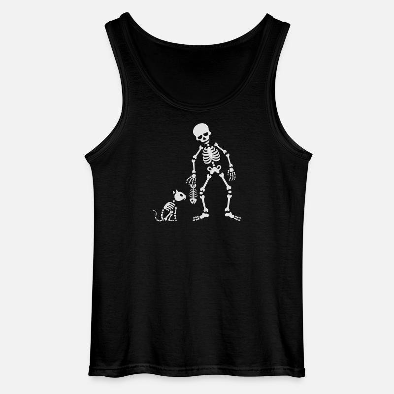 Cat likes fish bone skeleton - Gildan Männer Tank Top - Schwarz