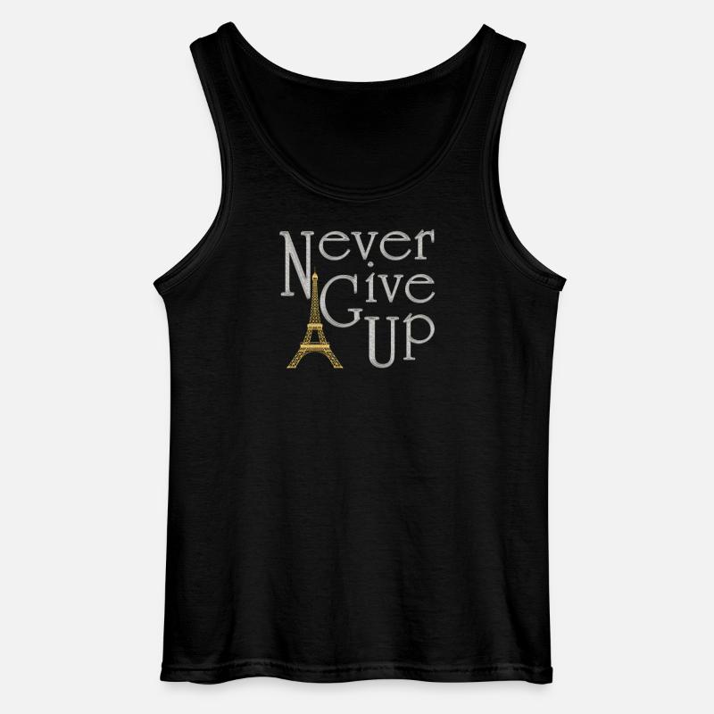 NEVER GIVE UP Silber Eiffelturm Gold - Gildan Männer Tank Top - Schwarz