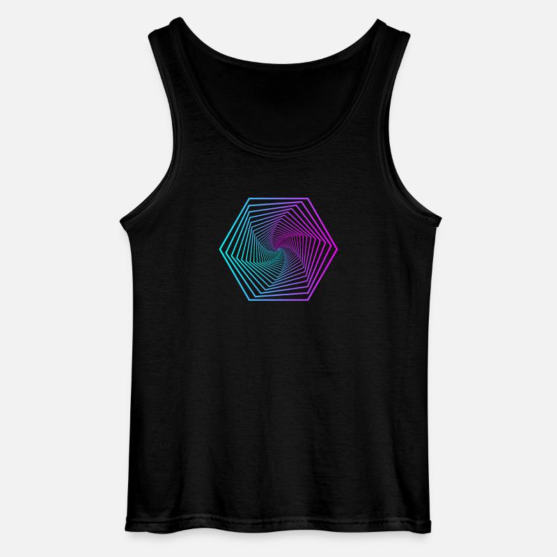 Neon-Polygonspirale Gradient - Gildan Männer Tank Top - Schwarz