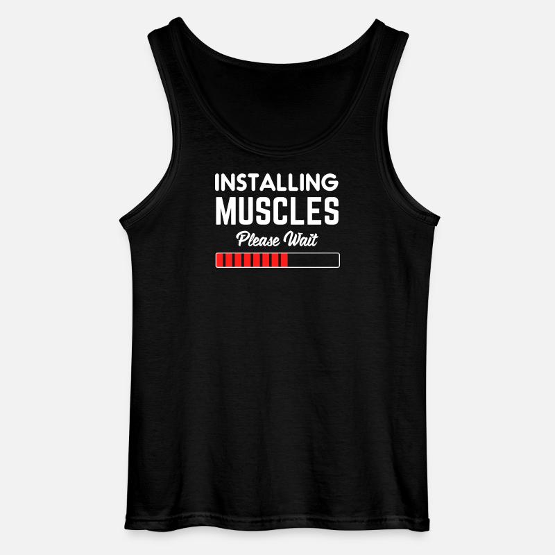 Installing Muscles Please Wait - Gildan Men’s Tank Top - black