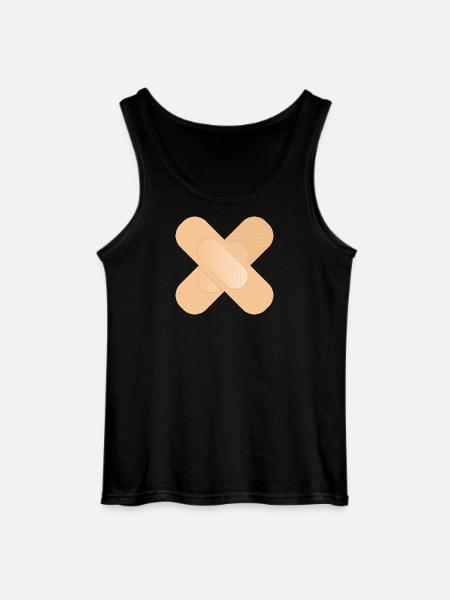 gekruiste plakpleister als ontwerpelement - Gildan mannen tanktop - zwart