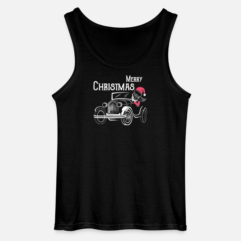 christmas oldtimer Autos lustiger Weihnachtsmann - Gildan Männer Tank Top - Schwarz