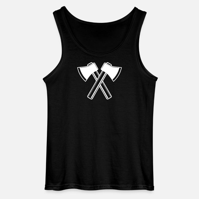 Axe Axes Bûcheron Forestier - Débardeur Gildan Homme - noir