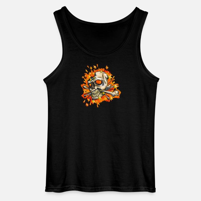 exploding skull - Gildan Men’s Tank Top - black
