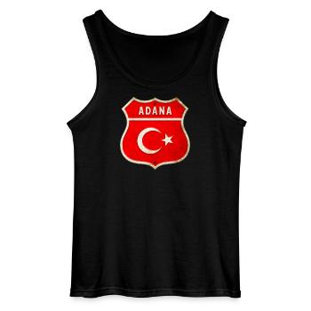 Adana Turkey flag coat of arms - Gildan Men’s Tank Top - black - Front - AI Model Male 185 dark (185cm)