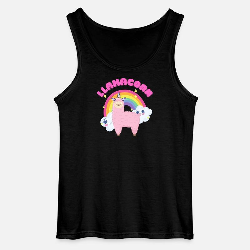Skurriles rosa Lama mit Regenbogen - Gildan Männer Tank Top - Schwarz