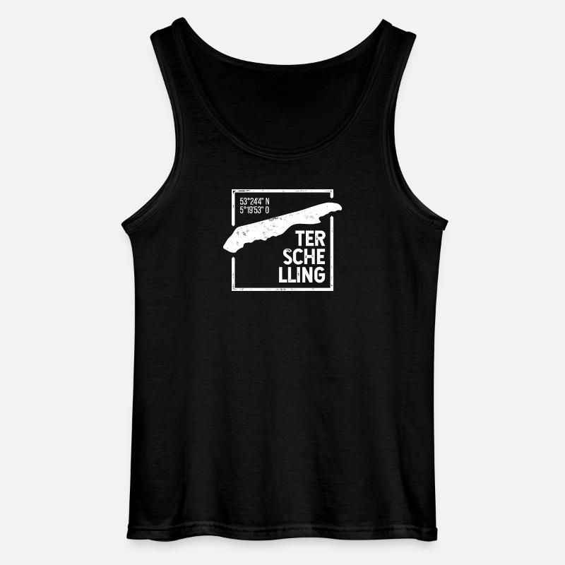 Terschelling | Insel-Silhouette Stempel-Design - Gildan Männer Tank Top - Schwarz