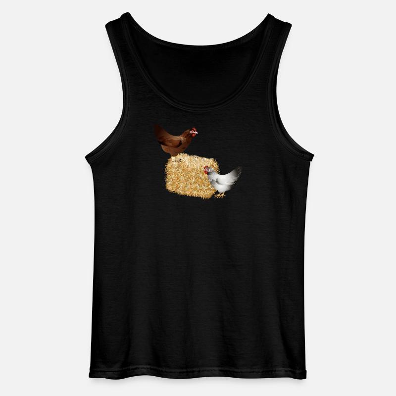 zwei Hühner auf einen Strohballen - Gildan Männer Tank Top - Schwarz