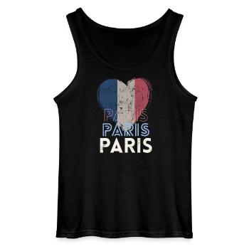 Badge retro, Paris France est ma ville natale - Débardeur Gildan Homme - noir - Devant - AI Model Male 185 dark (185cm)