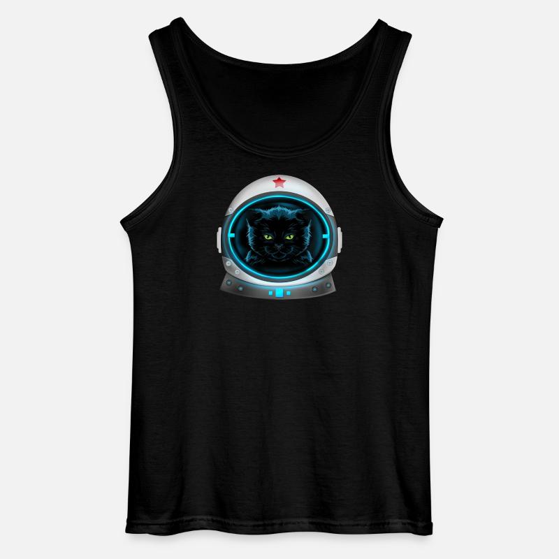 angry space cat astronaut - Gildan Men’s Tank Top - black