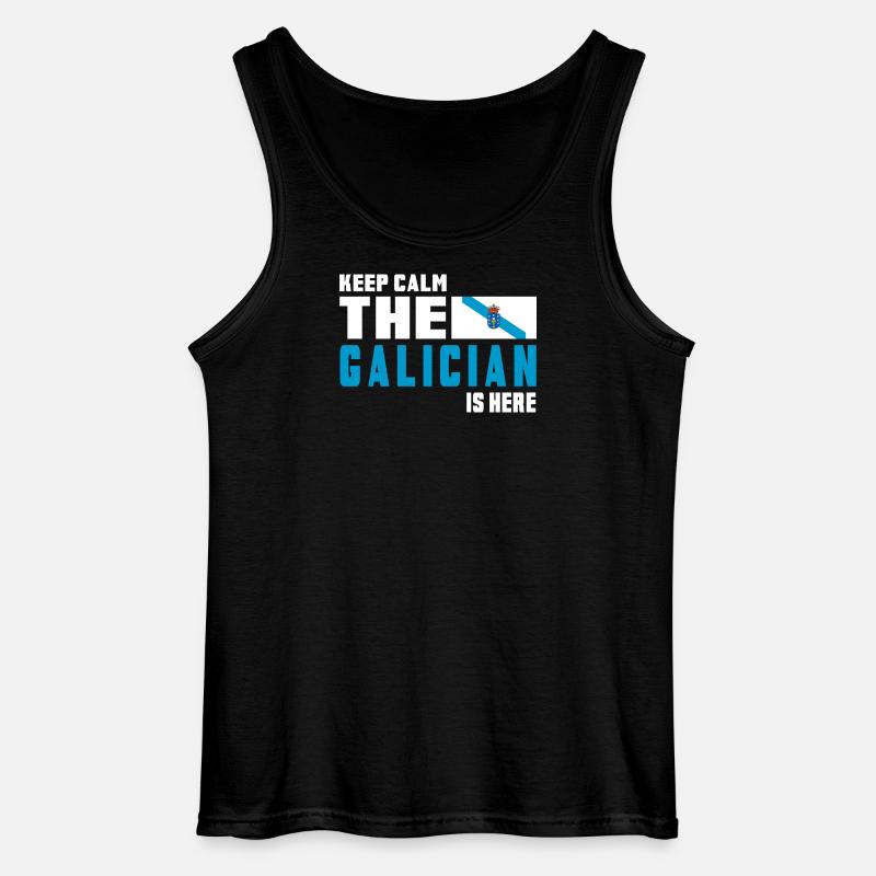 Keep calm Galicien Flaggen Design - Gildan Männer Tank Top - Schwarz