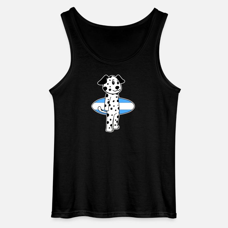 Surfboard Hund Dalmatiner Surfen Geschenk - Gildan Männer Tank Top - Schwarz