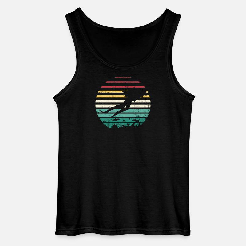 Retro Sunset Surf Silhouette Tee - Gildan Männer Tank Top - Schwarz
