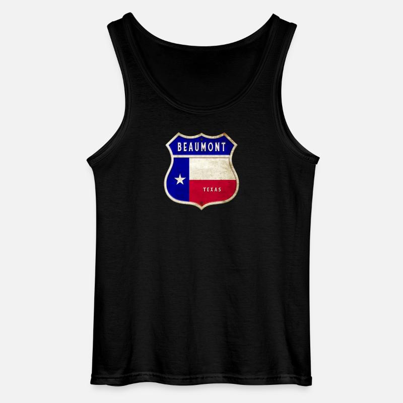 Beaumont Texas crest flags design - Gildan Men’s Tank Top - black