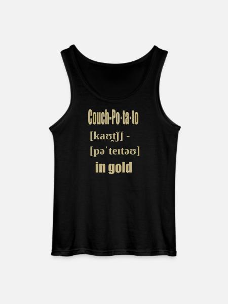 couch potato in gold - Gildan Men’s Tank Top - black