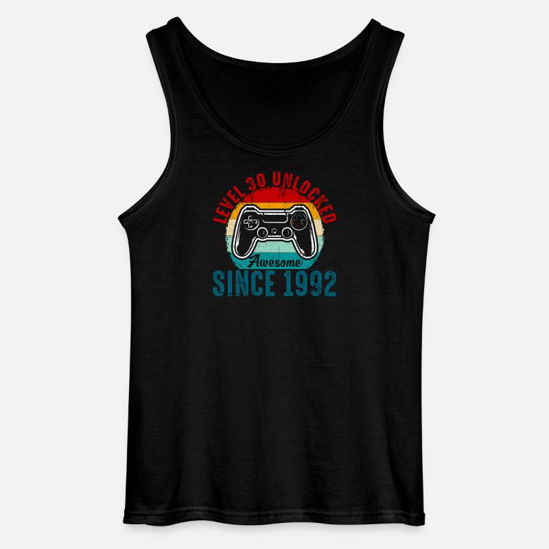 Level 30 Entsperrtes Retro-Controller-Tee - Gildan Männer Tank Top - Schwarz