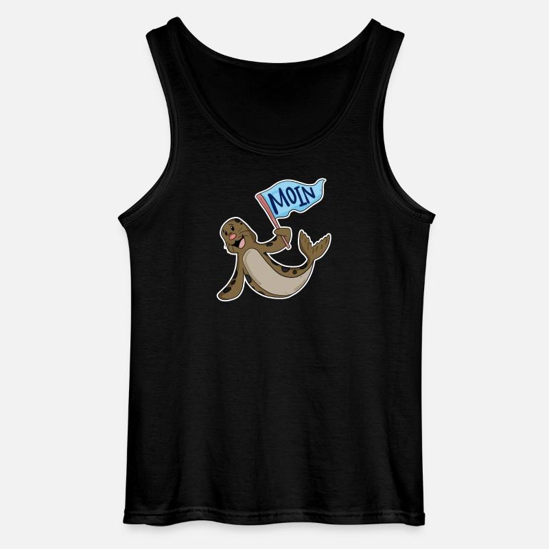 Robbe mit Moin Flagge - Gildan Männer Tank Top - Schwarz