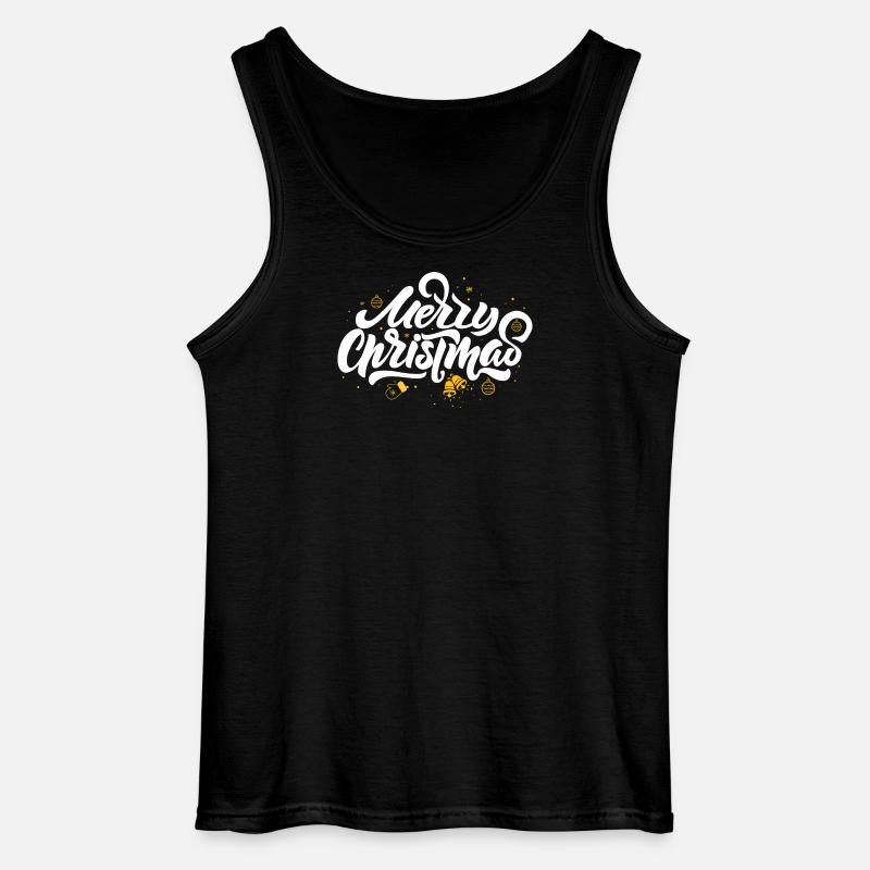 Merry Christmas Script & Ornaments - Gildan Men’s Tank Top - black