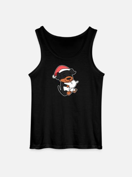 Rottweiler Dog Christmas Sleep Tired - Gildan Men’s Tank Top - black