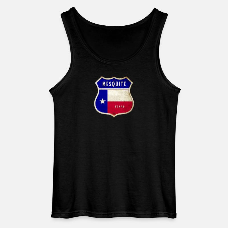 Mesquite Texas Crest Flag Design - Gildan Men’s Tank Top - black